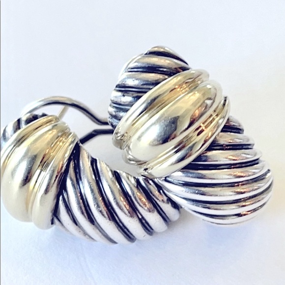 David Yurman Jewelry - DAVID YURMAN * Sterling Silver & 14K Cable Shrimp Earring’s
